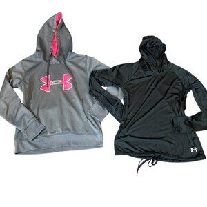 Bundle of 2 Under Armour Hoodies Women's Sz M Gray/Pink and Black #343B